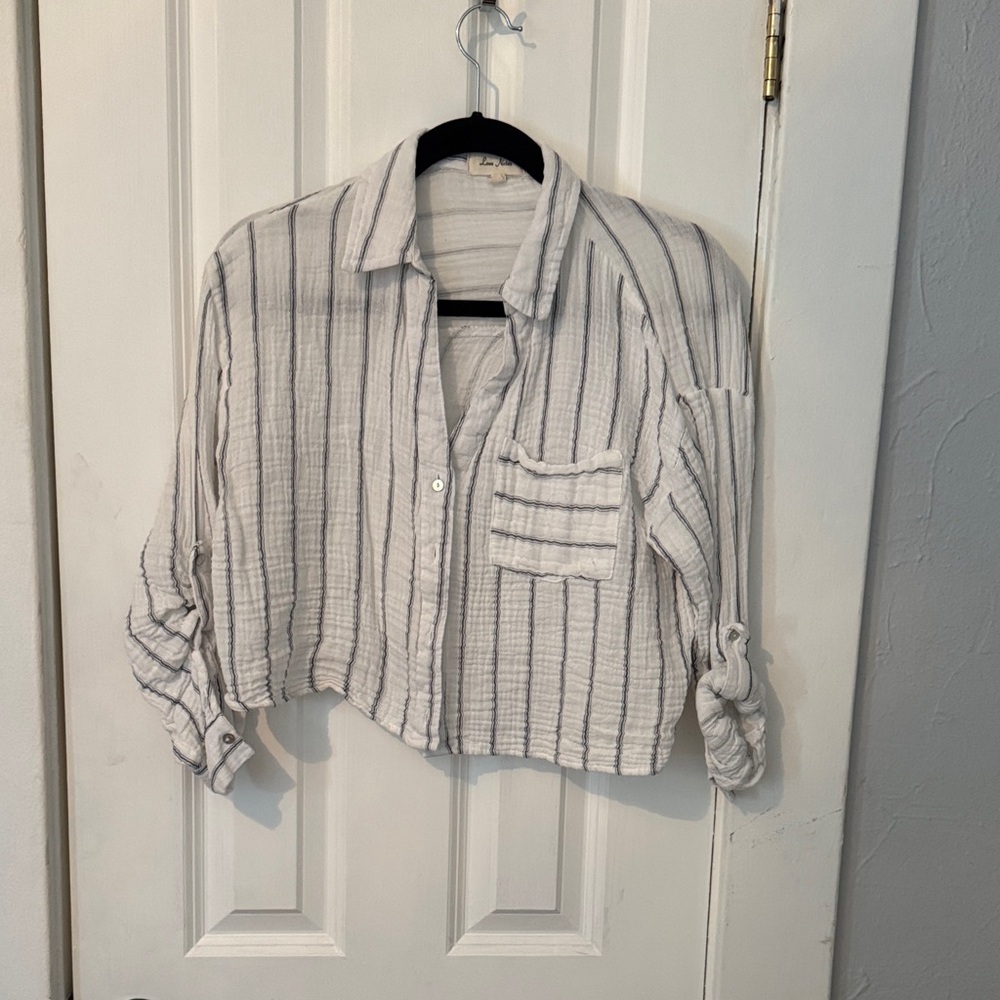 Love Notes Gray Striped Crop Top